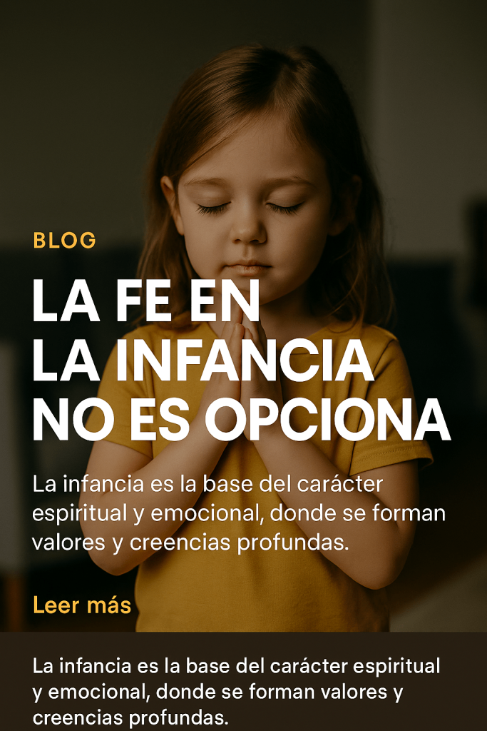 Niña orando con los ojos cerrados, representando la importancia de la fe en la infancia.